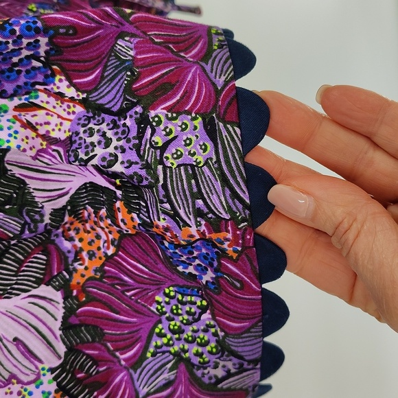 Kika Vargas Target purple floral wrap top puff sleeve rick rack trim size small - Picture 3 of 7